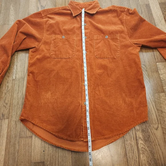 Territory Ahead Corduroy Waffle‎ Orange Heavy Button Front Shirt Shacket Large - Picture 8 of 8